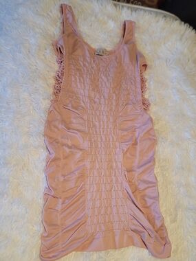 🔥3 For $25 F&F Blush Pink Ruched Lace-Trim Chemise Dress